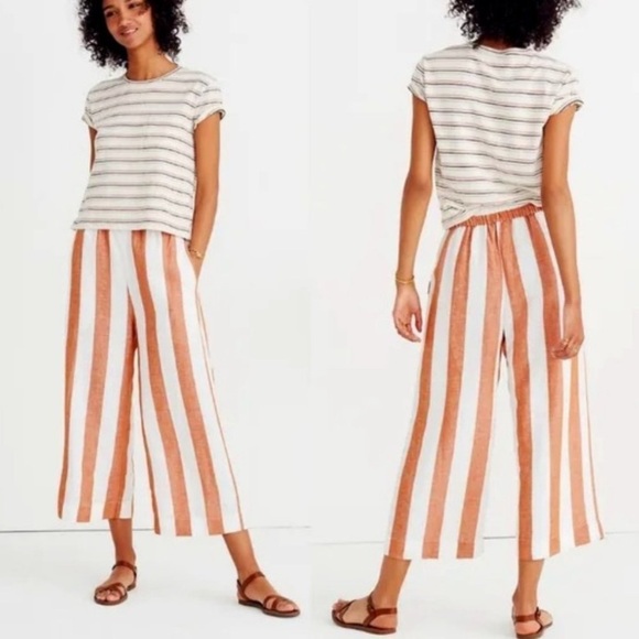 Madewell Pants - Madewell Huston Pull-On Crop Pants in Evelyn Stripe Women’s Size Medium